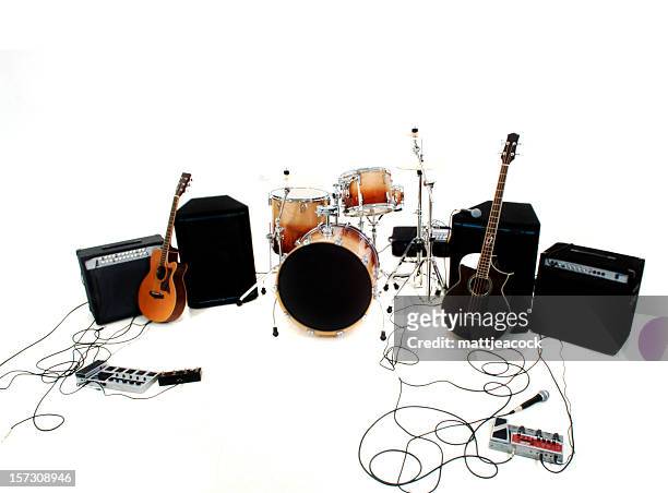 band set up - bass guitar stock pictures, royalty-free photos & images