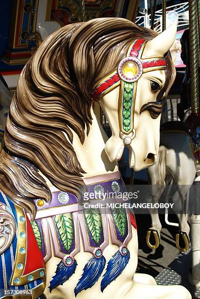 carousel horse - merry go round - carousel horse stock pictures, royalty-free photos & images