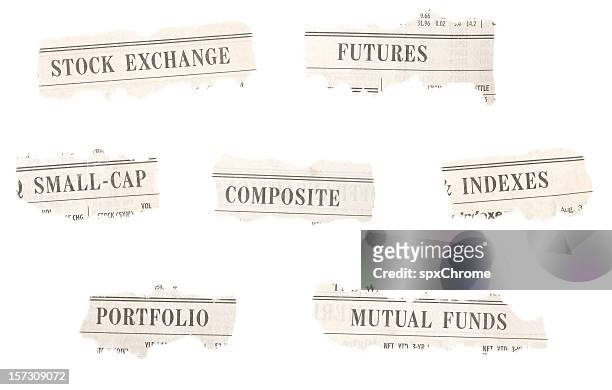 stock market newspaper headlines - mutual fund stock pictures, royalty-free photos & images