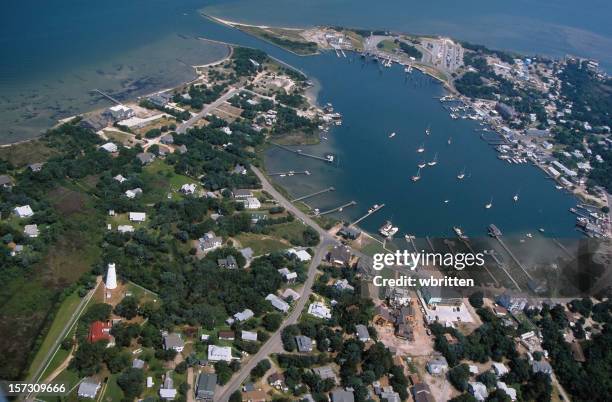 ocracoke island from the air - ocracoke island aerial stock pictures, royalty-free photos & images