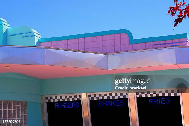 50s drive in restaurant - art deco district stock pictures, royalty-free photos & images