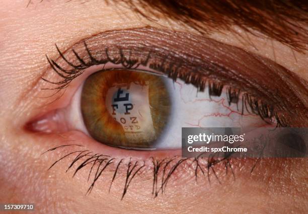 eye exam - chart reflection - sight test chart stock pictures, royalty-free photos & images