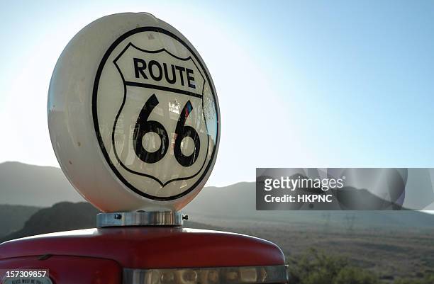 vintage gas pump route 66 - route 66 stock pictures, royalty-free photos & images