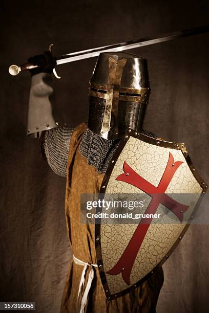 knight or crusader attacking with sword and shield - tunic bildbanksfoton och bilder