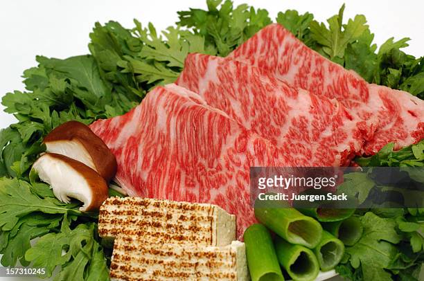 kobe-rindfleisch - sukiyaki stock-fotos und bilder