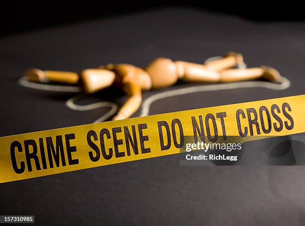 crime scene figure - body line stockfoto's en -beelden