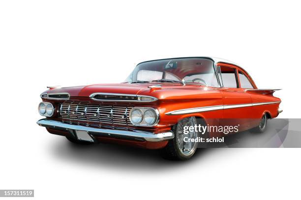 clean cruiser - 1959 chevrolet impala - sports car on white stock pictures, royalty-free photos & images