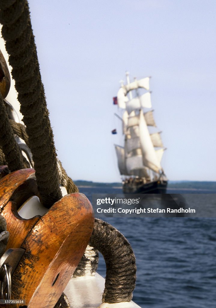Tall ship shot from another tall ship