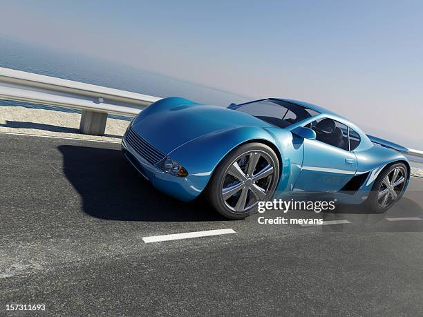 voiture de course sur route côtière - sports car photos et images de collection