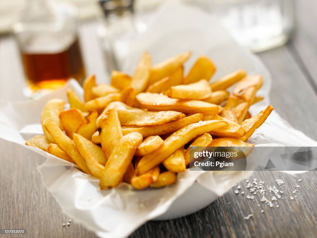 Basket of french fries.