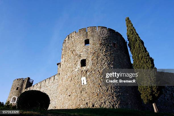 tower and cypress - gorizia stock pictures, royalty-free photos & images