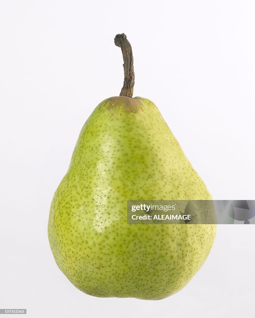 A ripe green pear isolated on white