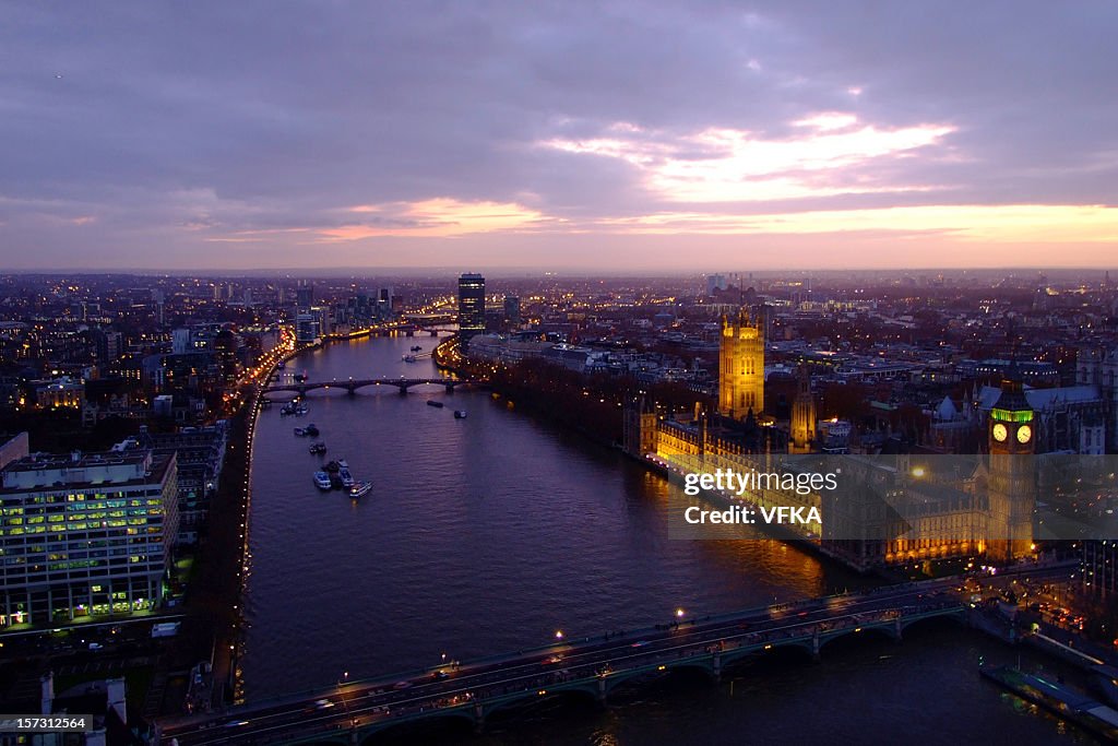 Houses of Parliament, Big Ben, Westminster Bridge and River Thames