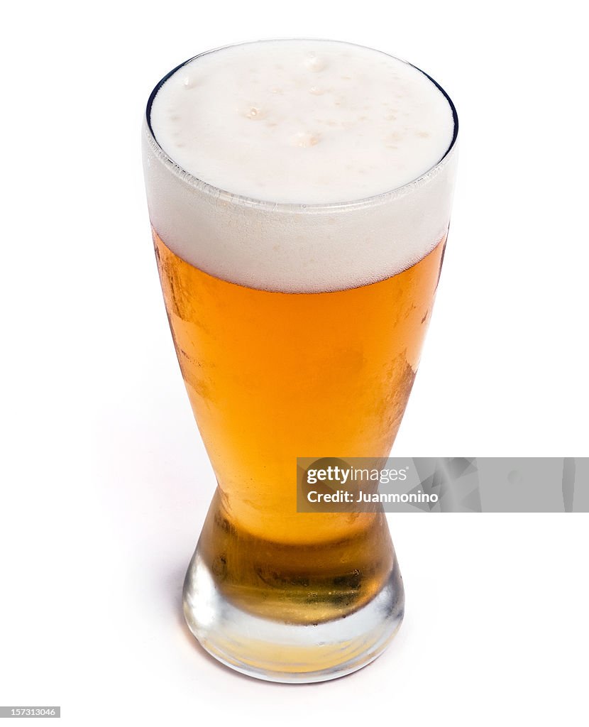 Glass of cold draft pilsen beer