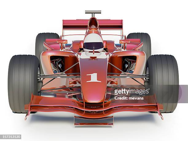 red number one racing car with white background - grand prix motor racing stock pictures, royalty-free photos & images