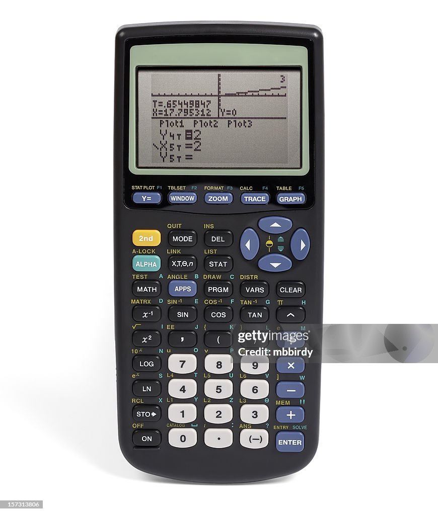 Graphing calculator (clipping path), isolated on white background