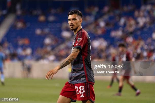 Raoul Petretta of Toronto FC looks on against New York City FC during the first half of a 2023 Leagues Cup match at Red Bull Arena on July 26, 2023...