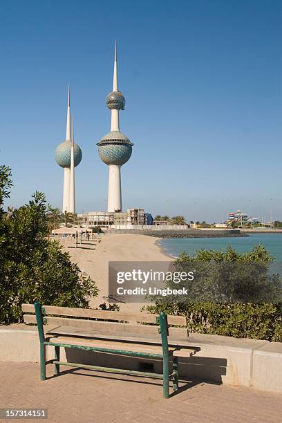 famous kuwait towers - kuwait towers stock pictures, royalty-free photos & images