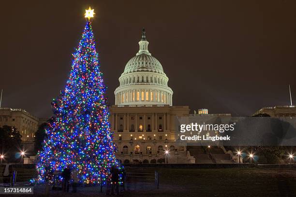 christmas at the capitol hdr - capitol christmas tree stockfoto's en -beelden