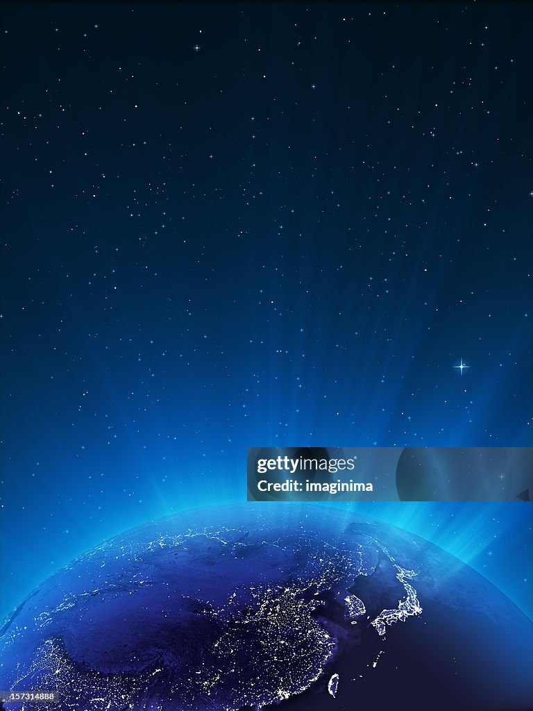 Leuchtende Welt ar Nacht Serie-East Asia