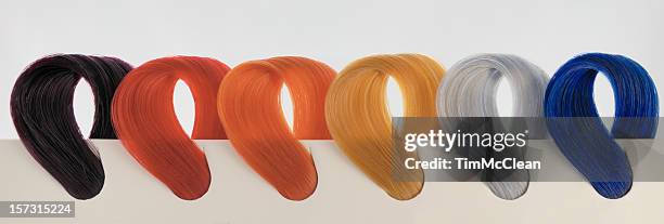 six crazy hair swatches - highlights hair stock pictures, royalty-free photos & images