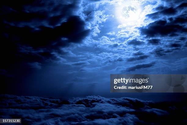 night sky and moon - moody sky moon night stock pictures, royalty-free photos & images