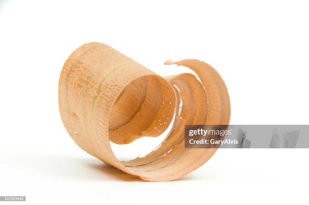 Close-up of Wood Curl/Shaving #3-isolated on white