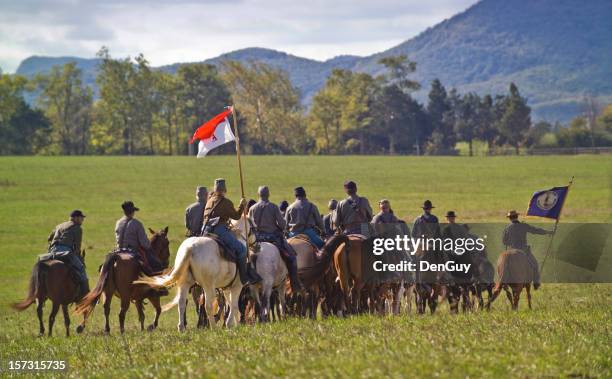 a guerra civil confederate cavalaria de carro no shenandoah valley - confederate states army - fotografias e filmes do acervo