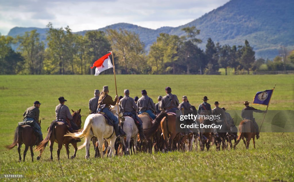 US Civil War Confederate Cavalry Ride Away in Shenandoah Valley