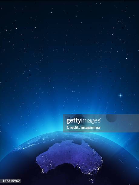 glowing globe at night series - oceania - illuminated stock pictures, royalty-free photos & images