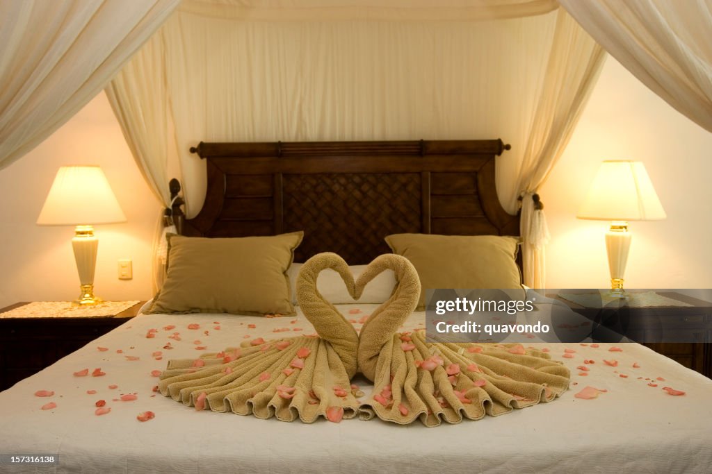 Beautiful Romantic Honeymoon Hotel Suite, Empty, Copy Space