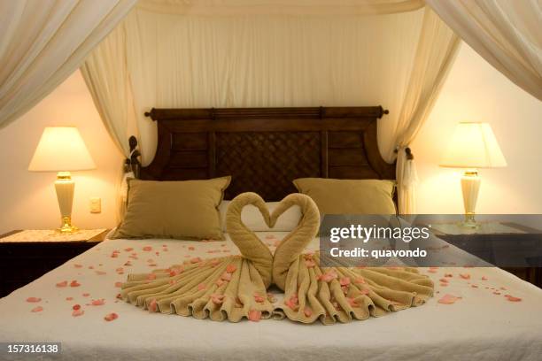 beautiful romantic honeymoon hotel suite, empty, copy space - honeymoon 個照片及圖片檔