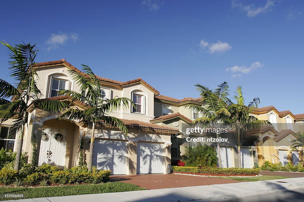 A beautiful house for a single family with palm trees