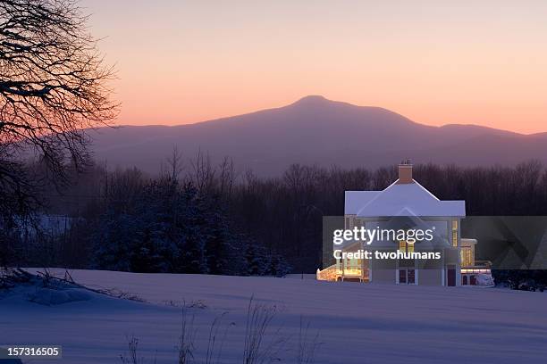 welcome home - winter house stock pictures, royalty-free photos & images