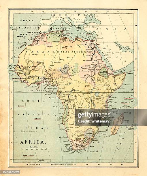 mid-victorian map of africa - africa maps stock pictures, royalty-free photos & images