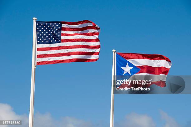 bandera de los estados unidos y puerto rico - puerto rico fotografías e imágenes de stock