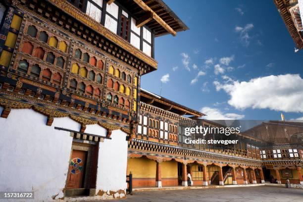 inside paro dzong - paro valley stock pictures, royalty-free photos & images