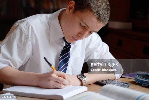 teenage boy studying - math homework stock pictures, royalty-free photos & images