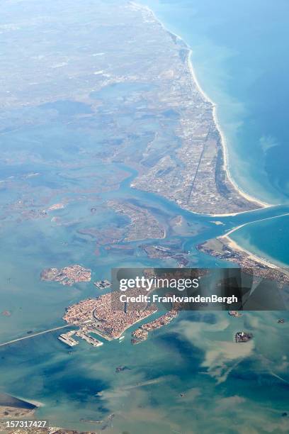 venice aerial view - venetian lagoon stock pictures, royalty-free photos & images