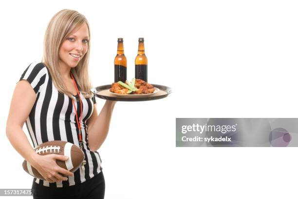 sexy football referee waitress - bar drink establishment stock pictures, royalty-free photos & images