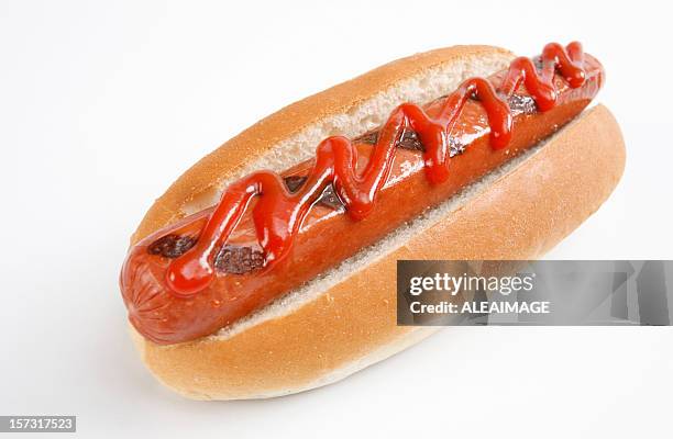 hot dog 3 - ketchup stock pictures, royalty-free photos & images