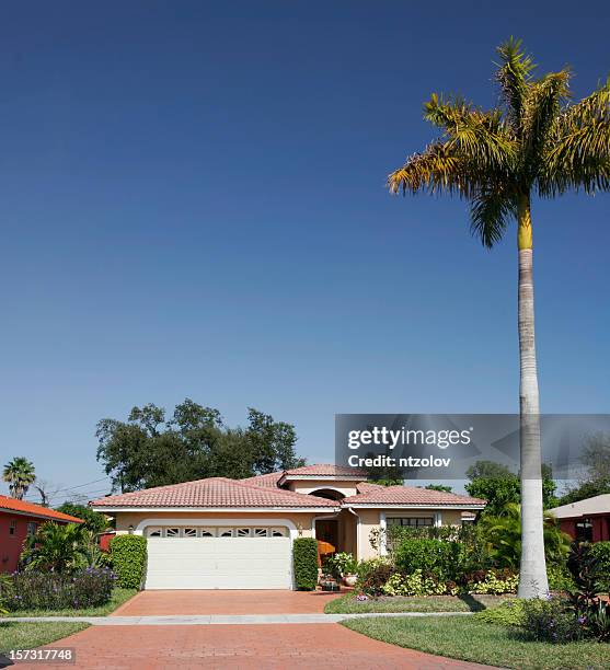 shot of a plain family house with tree in front - state visit of the president of united mexican states day 1 stockfoto's en -beelden