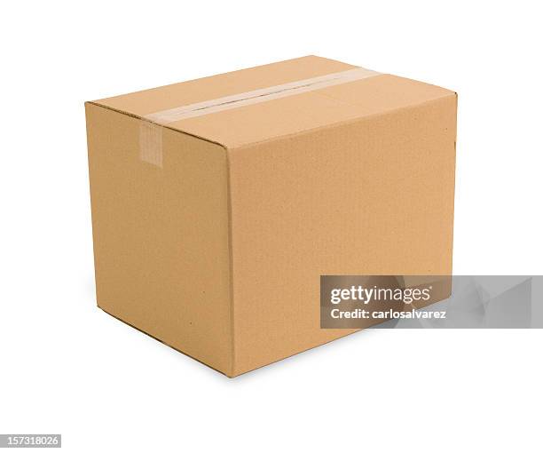 carboard casella w/clippping percorso - carton box foto e immagini stock