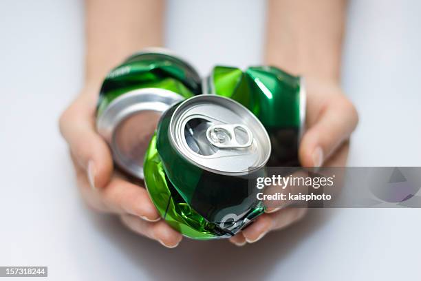 recycle concept - crushed tin stock pictures, royalty-free photos & images