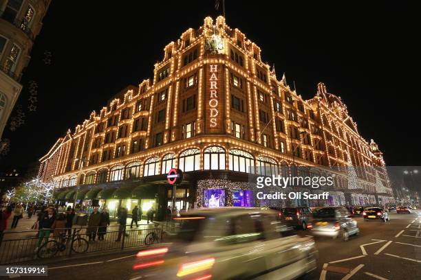 Harrods department store in Knightsbridge on November 29, 2012 in London, England. Many prominent retailers in the capital have produced elaborate...