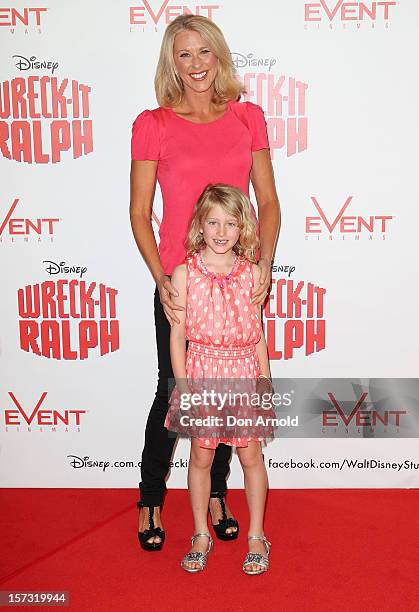 Tracey Spicer and her daughter Grace pose at the "Wreck It Ralph" Australian premiere on December 2, 2012 in Sydney, Australia.