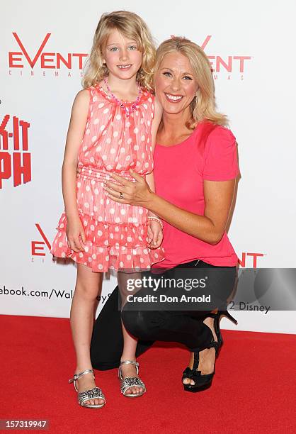 Tracey Spicer and her daughter Grace pose at the "Wreck It Ralph" Australian premiere on December 2, 2012 in Sydney, Australia.