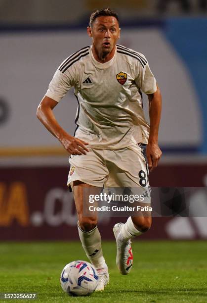 Nemanja Matic of AS Roma in action during the Pre-Season Friendly match between AS Roma and SC Braga at Estadio Municipal de Albufeira on July 26,...