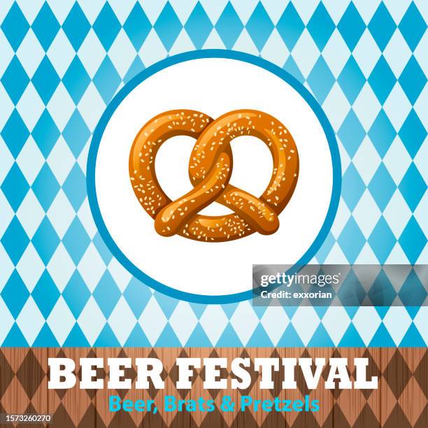 ilustrações, clipart, desenhos animados e ícones de pretzels do festival da cerveja em padrão verificado - festa da cerveja
