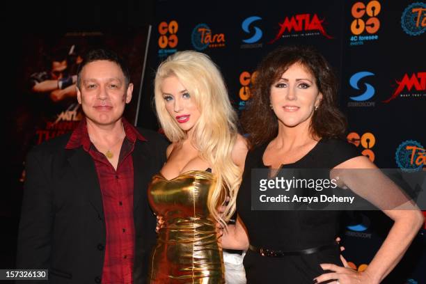 Doug Hutchison, Courtney Stodden and Krista Keller Stodden attend the Muay Thai in America: In Honor Of The King - Celebrity VIP Event at Raleigh...